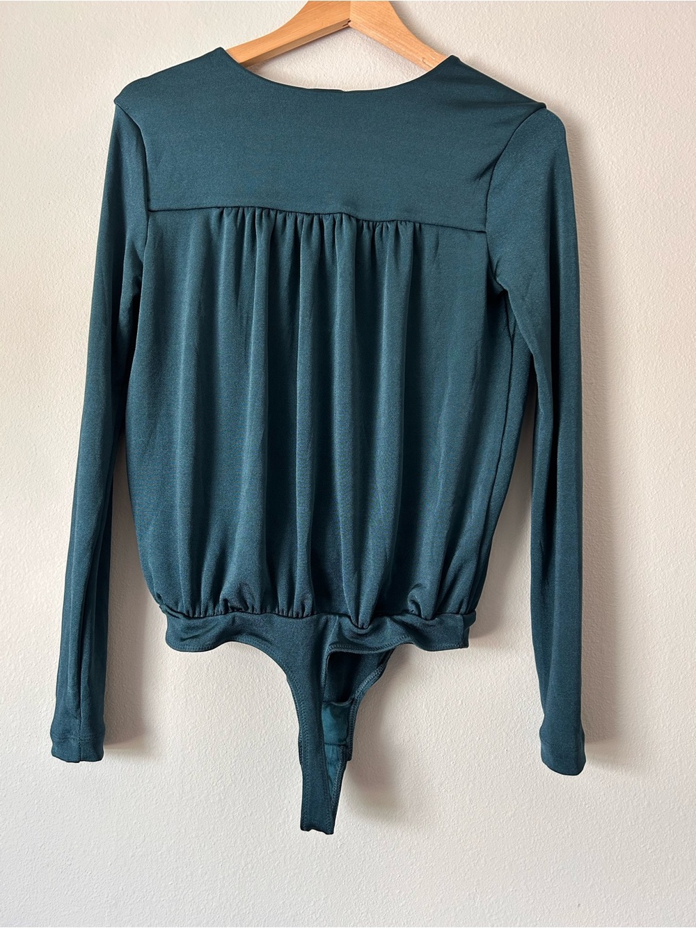 Free People Teal Wrap Surplice Long Sleeve Bodysuit - Picture 4 of 11